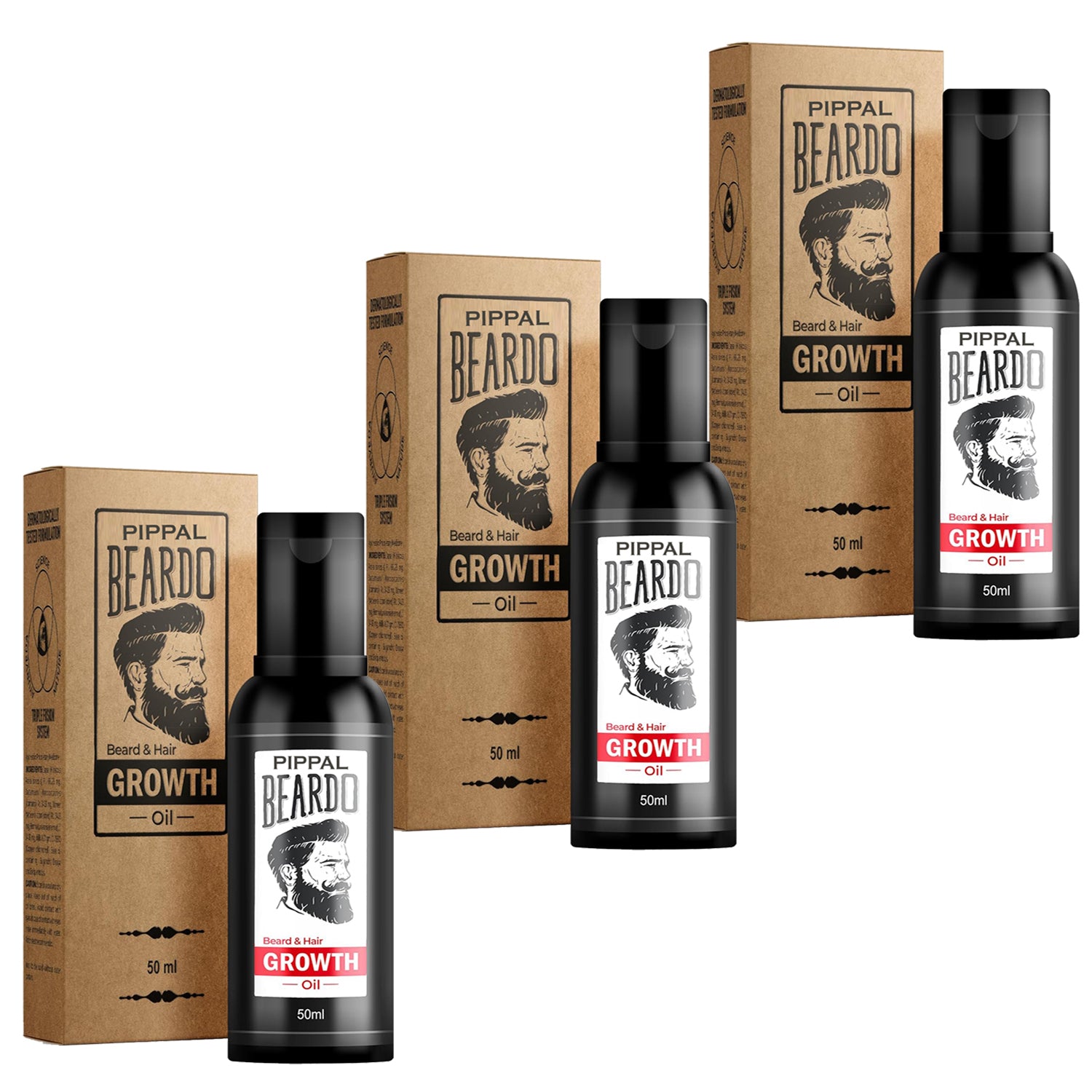 Beardo & Hair Growth Oil, 50ml for Stronger & Fuller Beard Hair 3X50ml