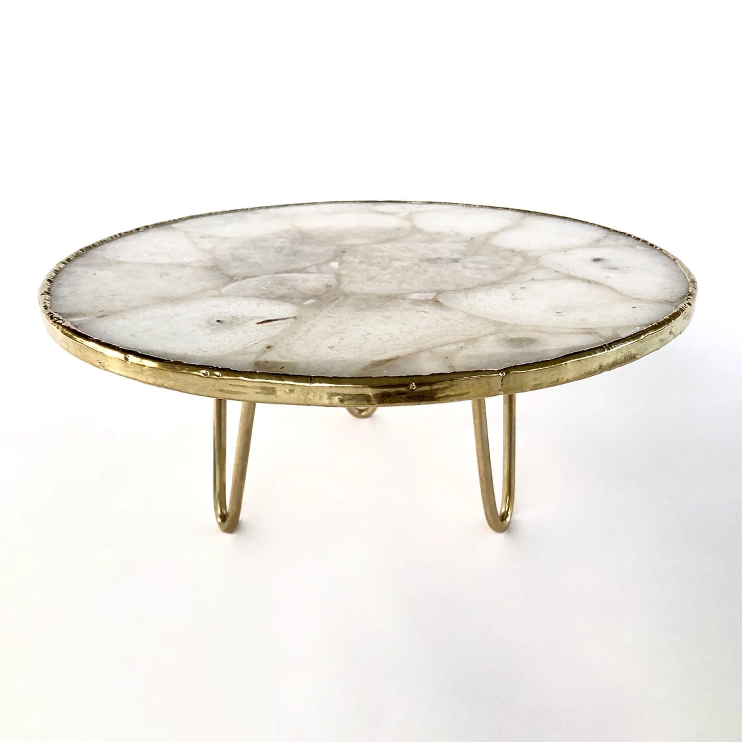 White Crystal Agate Cake Stand/Centrepiece/Display Stand/Tray 10" Round by The Tangerine Store