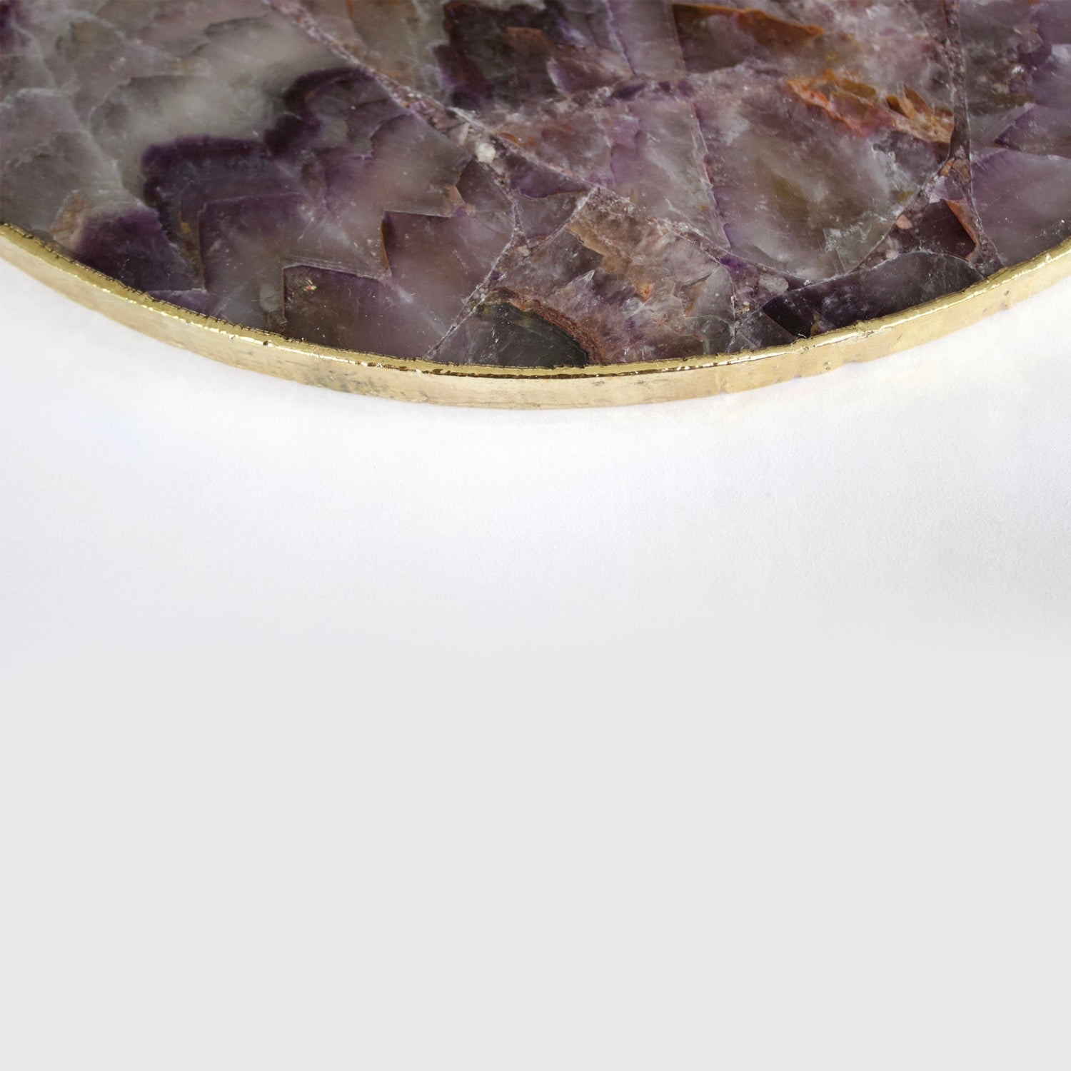 Amethyst Agate Serving Tray With Brass Handles | Circular by The Tangerine Store
