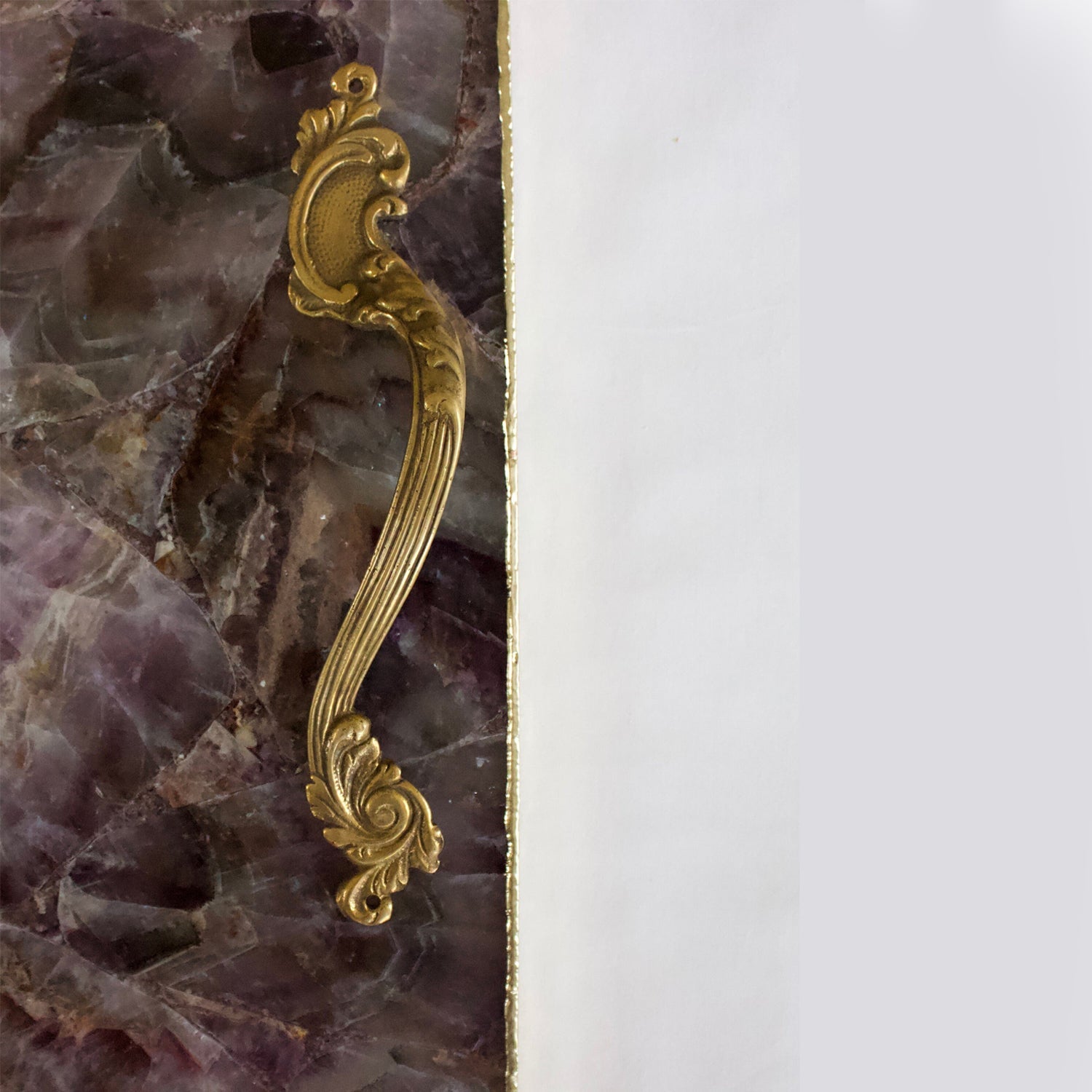 Amethyst Agate Serving Tray With Brass Handles | Square by The Tangerine Store