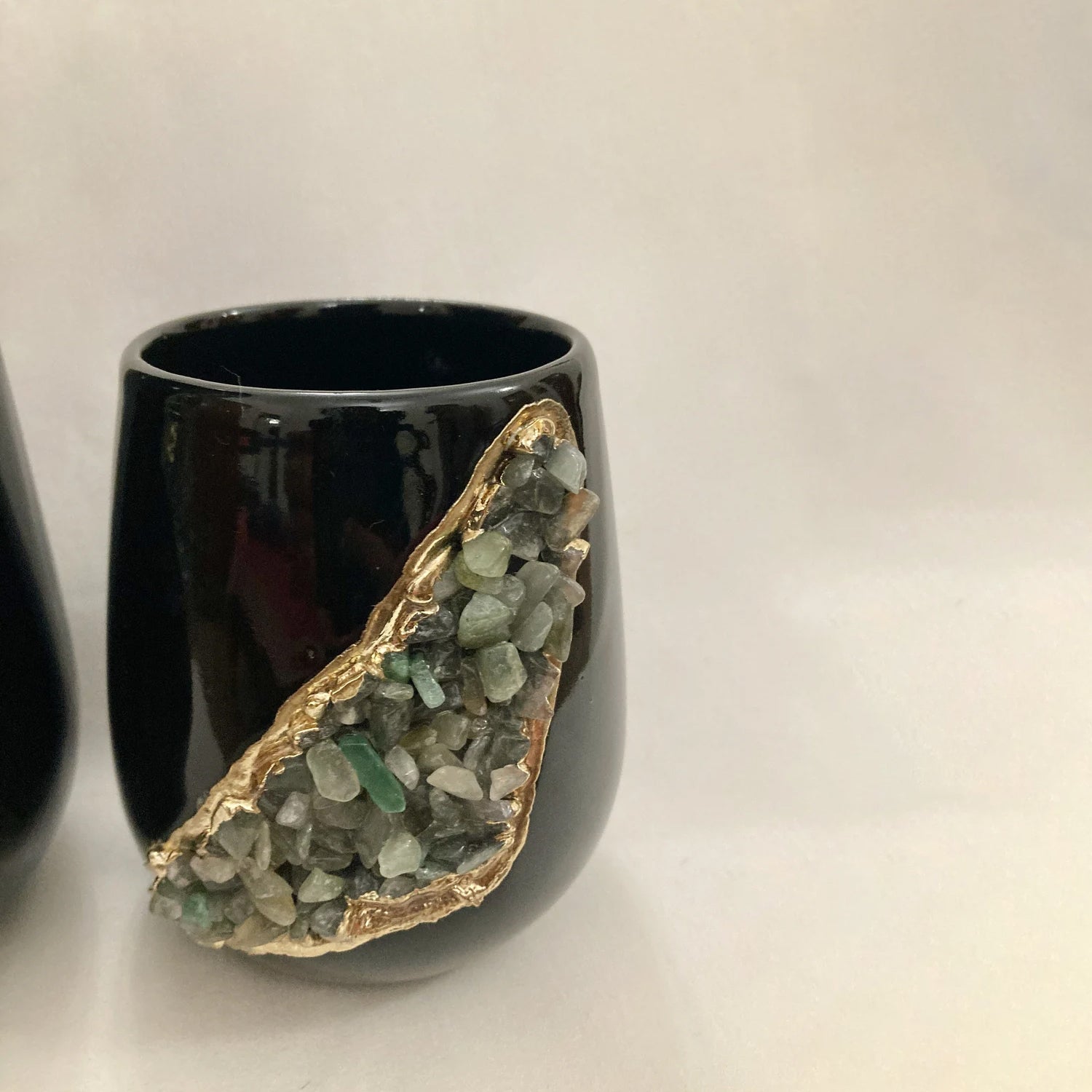 Set of 2 Black Ceramic Vases by The Tangerine Store