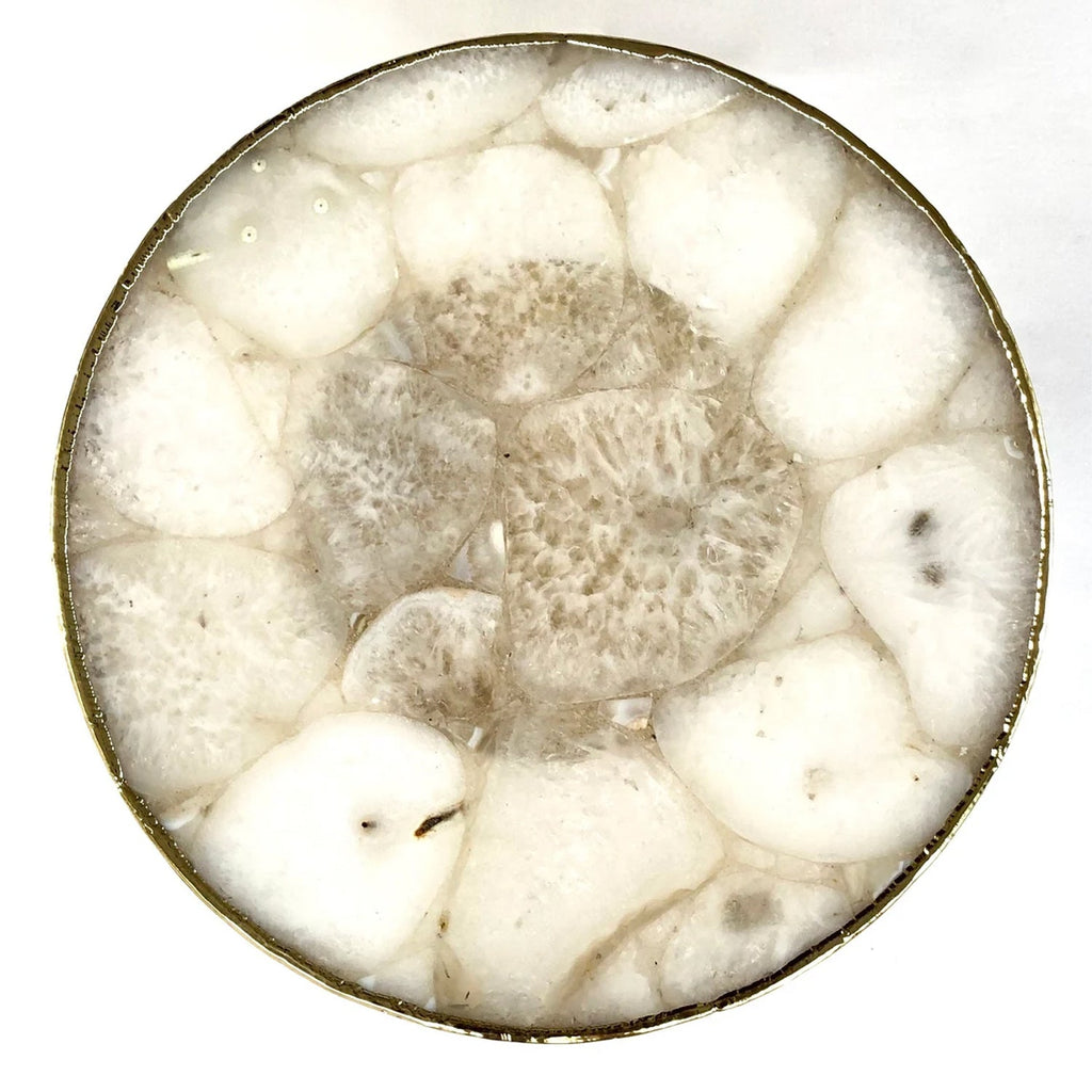 White Crystal Agate Cake Stand/Centrepiece/Display Stand/Tray 10" Round by The Tangerine Store