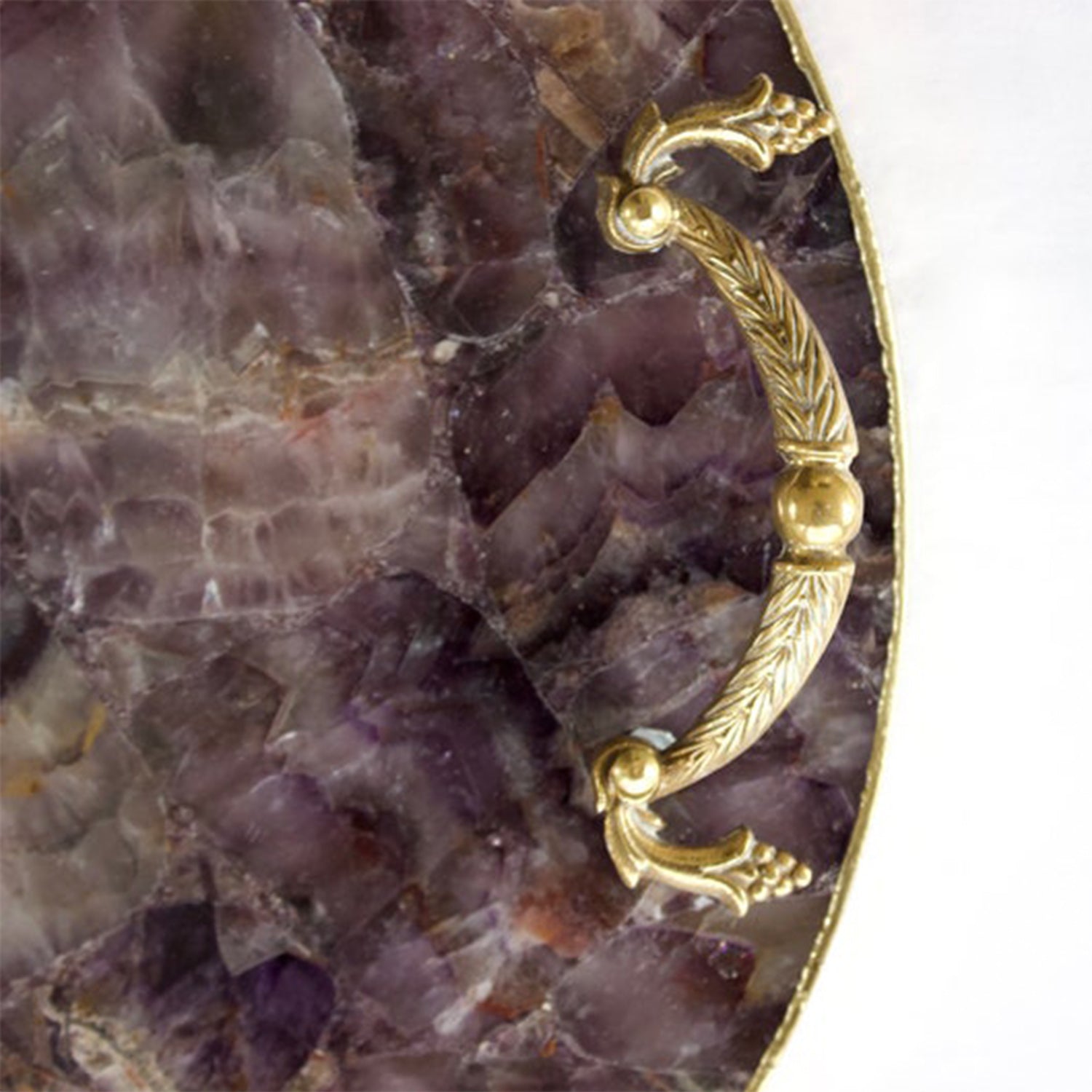 Amethyst Agate Serving Tray With Brass Handles | Circular by The Tangerine Store