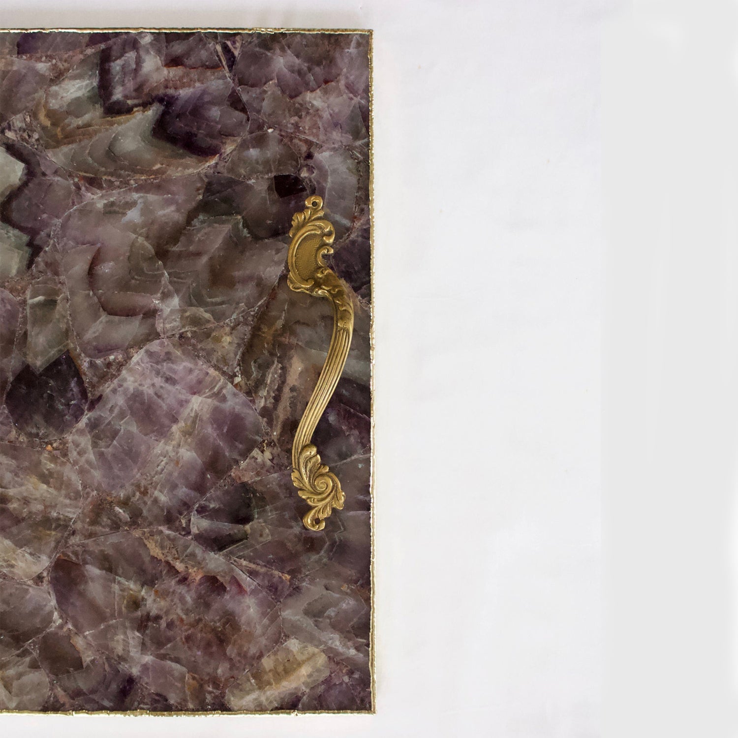 Amethyst Agate Serving Tray With Brass Handles | Square by The Tangerine Store