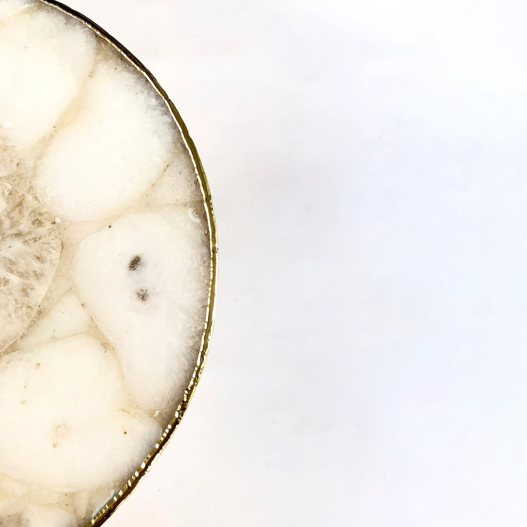 White Crystal Agate Cake Stand/Centrepiece/Display Stand/Tray 10" Round by The Tangerine Store