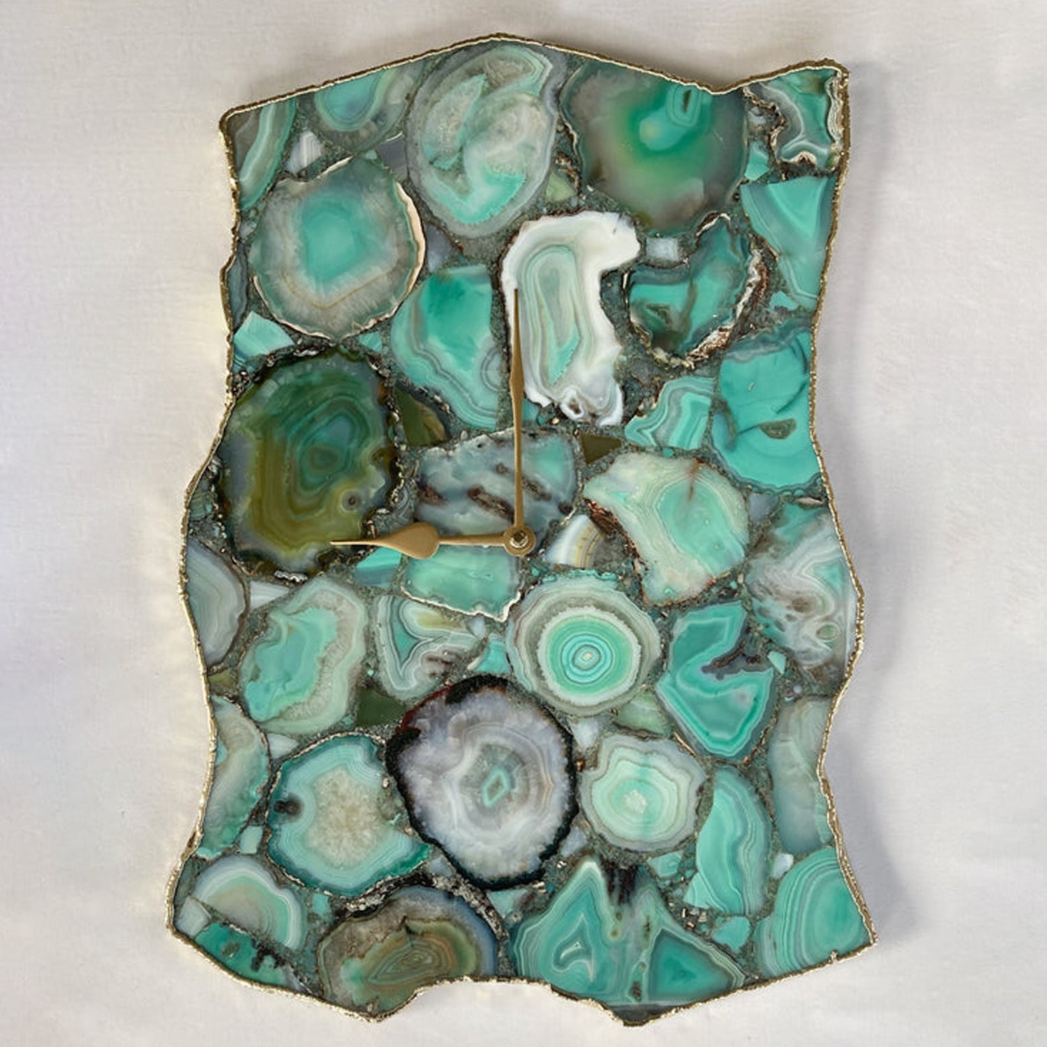 Large Green Agate Wall Clock/Personalised Momento/10"x15" by The Tangerine Store