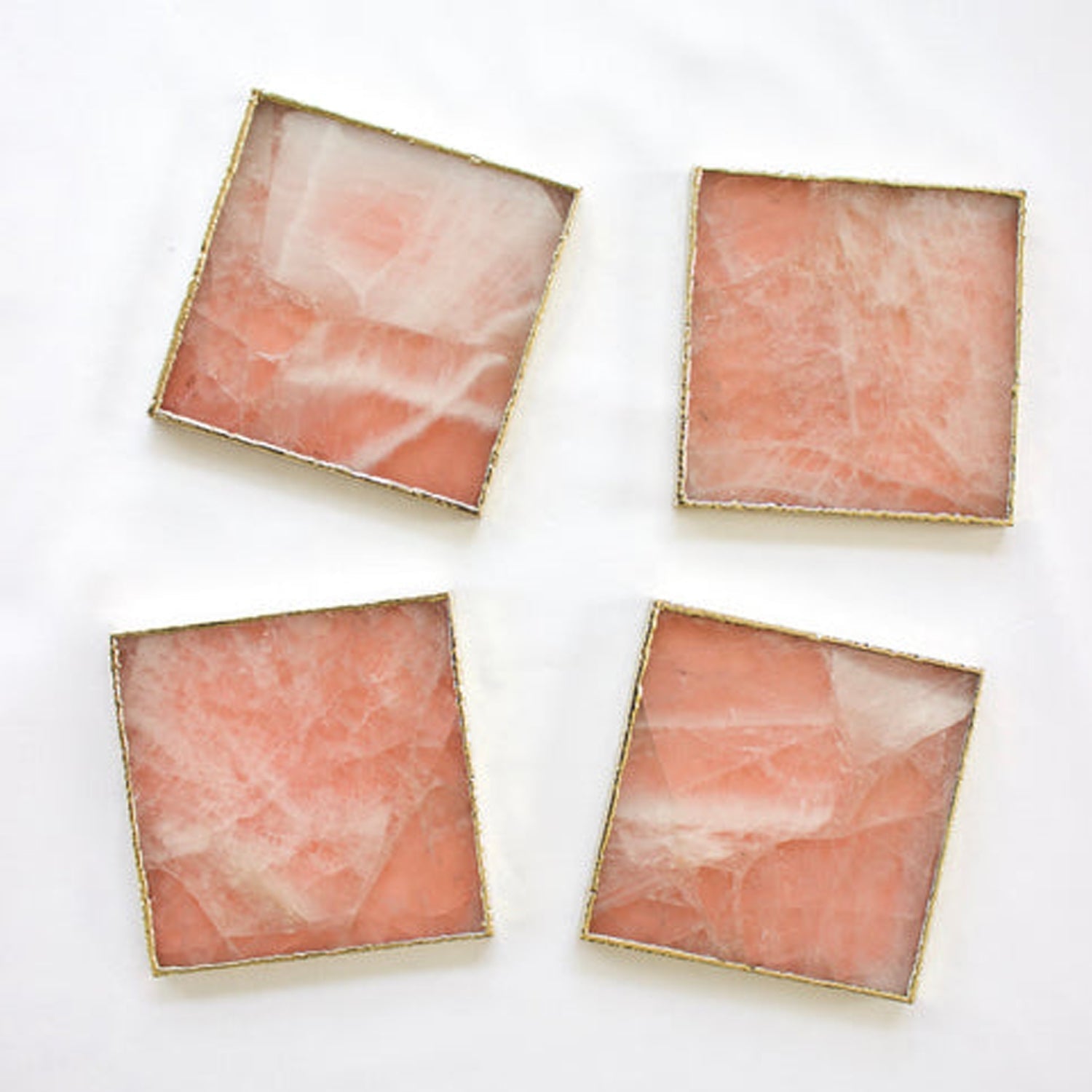 Rose Quartz Agate - Set of 4 Large Square Coasters | Personalised Momentos by The Tangerine Store