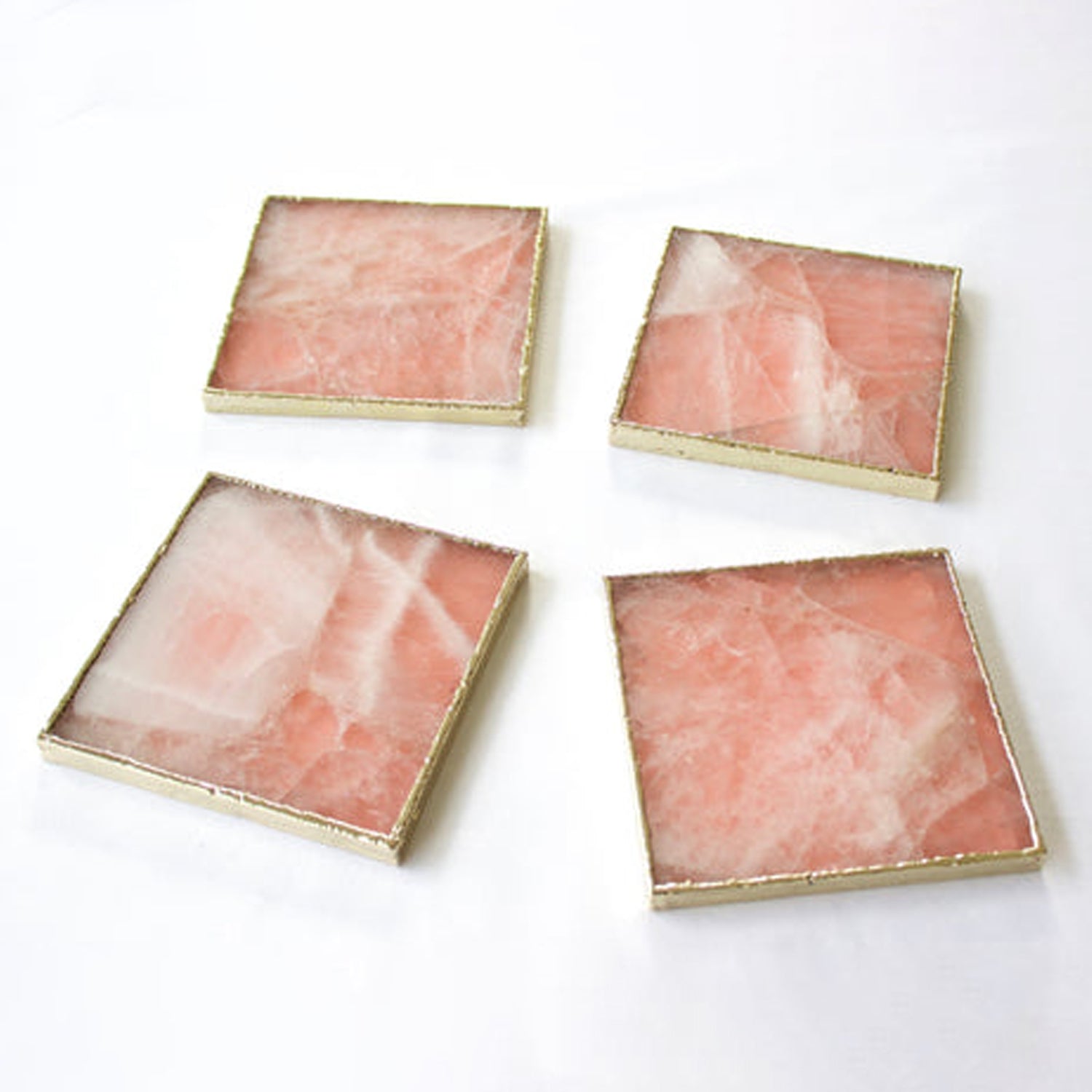 Rose Quartz Agate - Set of 4 Large Square Coasters | Personalised Momentos by The Tangerine Store