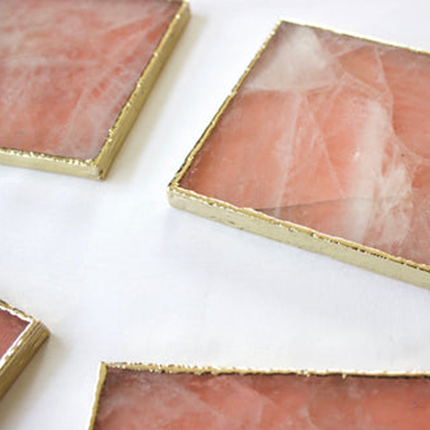 Rose Quartz Agate - Set of 4 Large Square Coasters | Personalised Momentos by The Tangerine Store