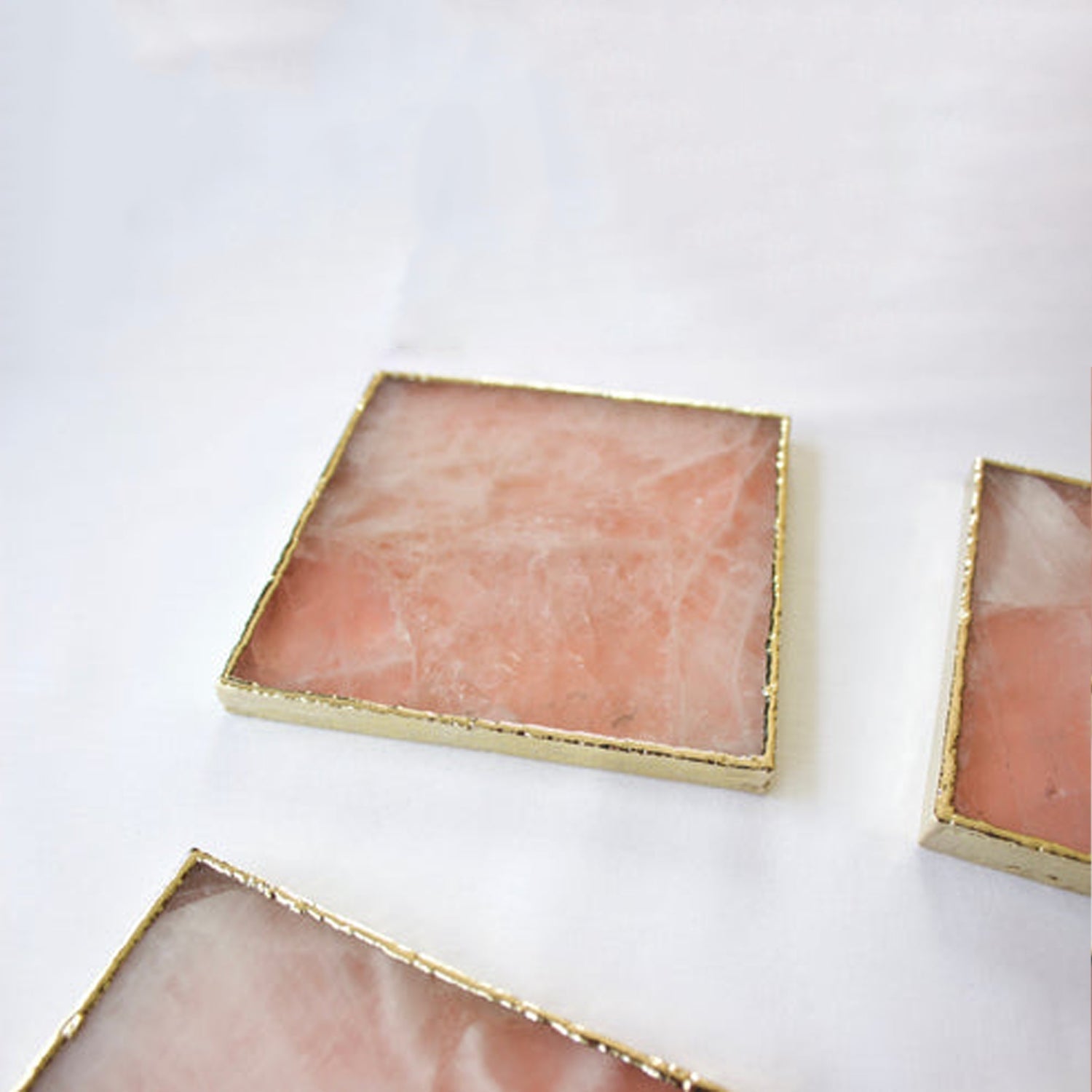 Rose Quartz Agate - Set of 4 Large Square Coasters | Personalised Momentos by The Tangerine Store