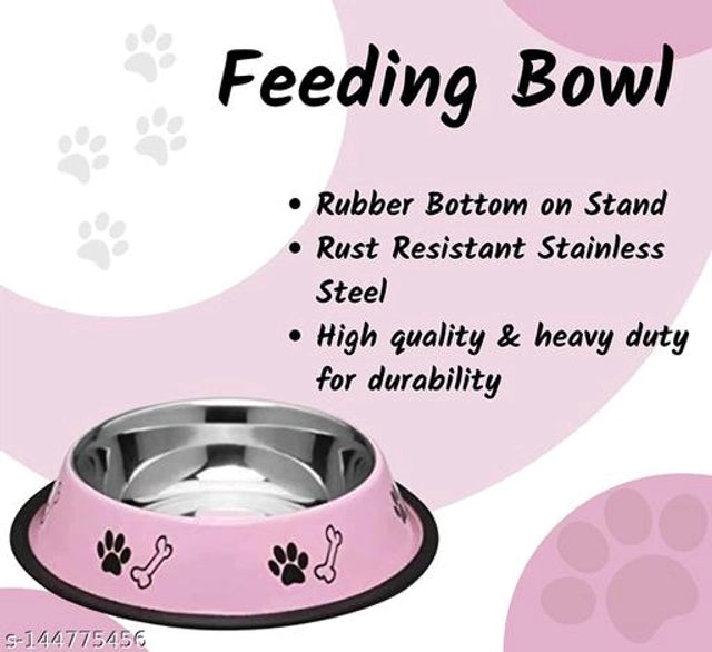 Stainless Steel Feeding Bowls for Pet (Multicolor, 400 ml)
