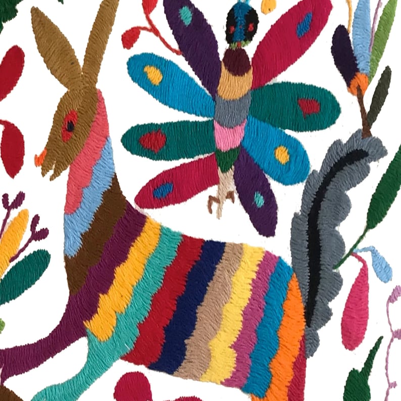 Set of 4 | Mexican Decorative Cushion Covers | Otomi Design Covers | Cotton Linen Fabric | Embroidered | With OR Without Insert by The Tangerine Store