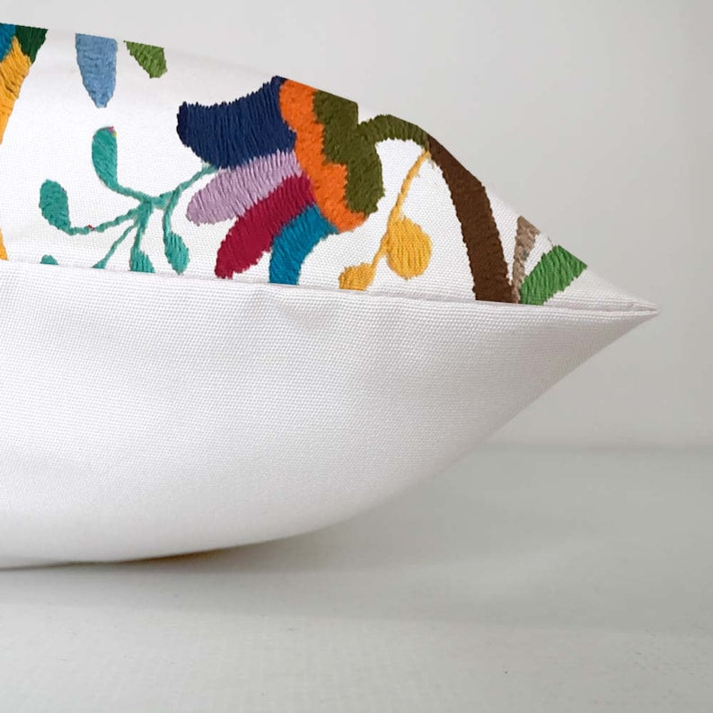 Set of 4 | Mexican Decorative Cushion Covers | Otomi Design Covers | Cotton Linen Fabric | Embroidered | With OR Without Insert by The Tangerine Store