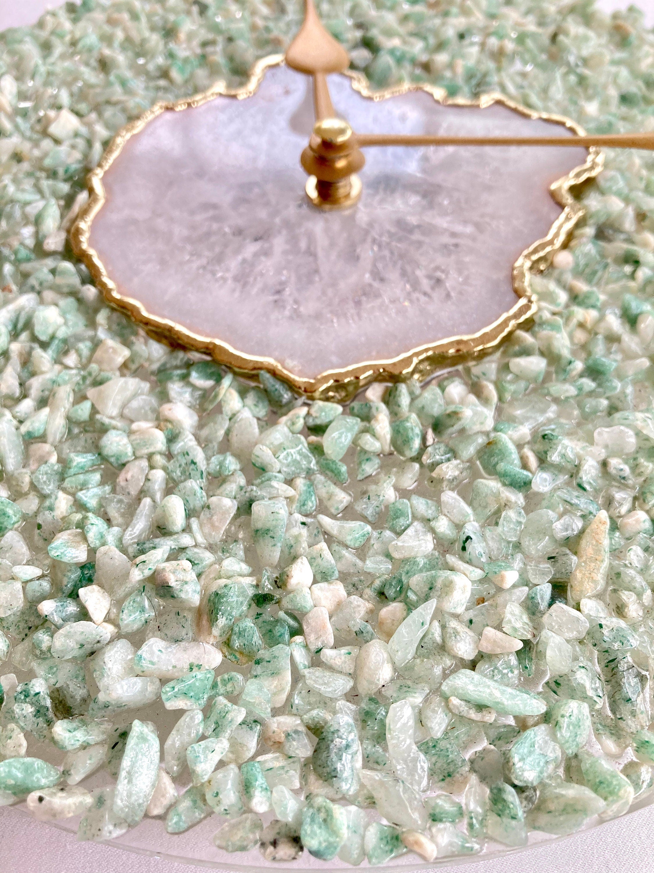 10" Diameter Large Light Green Crystal With White Agate Wall Clock by The Tangerine Store