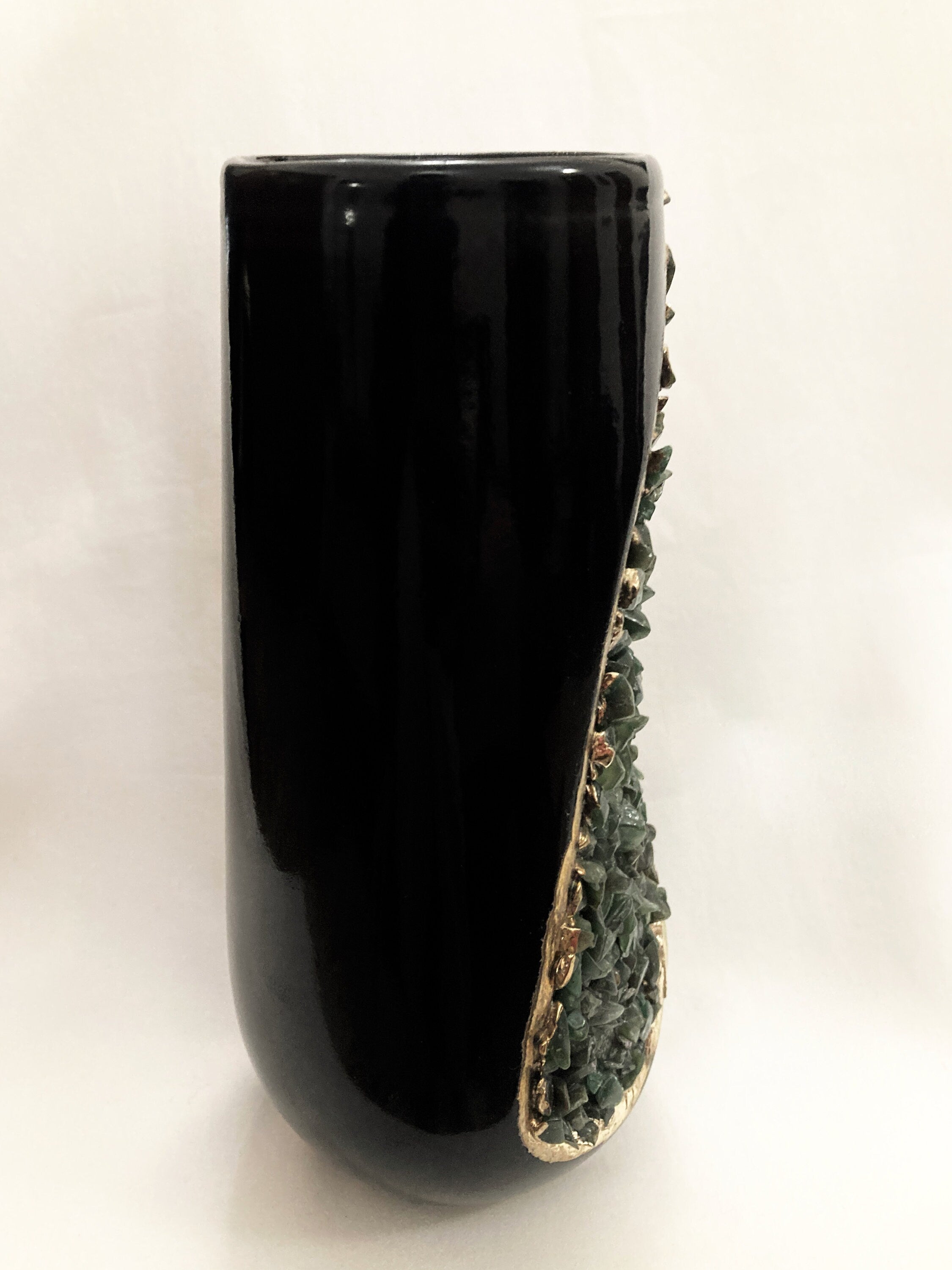Set of 2 Black Ceramic Vases by The Tangerine Store